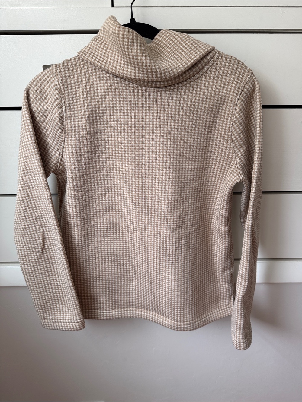 J. Crew Beige Houndstooth Cowl Neck Sweater